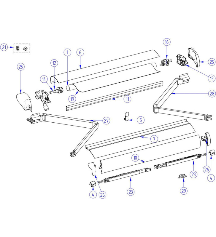 Mecanismo lateral derecho para 6505 y 6900