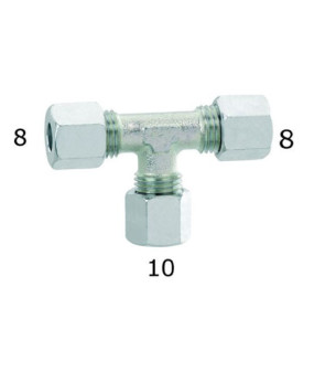 Conexión gas T según zinc. tubo de cobre Ø 8/8/10 mm