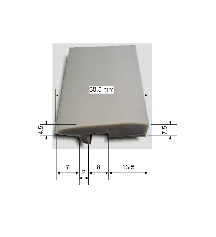 5 metri BORDO PIATTO 30x7 mm PLATINO AL/07