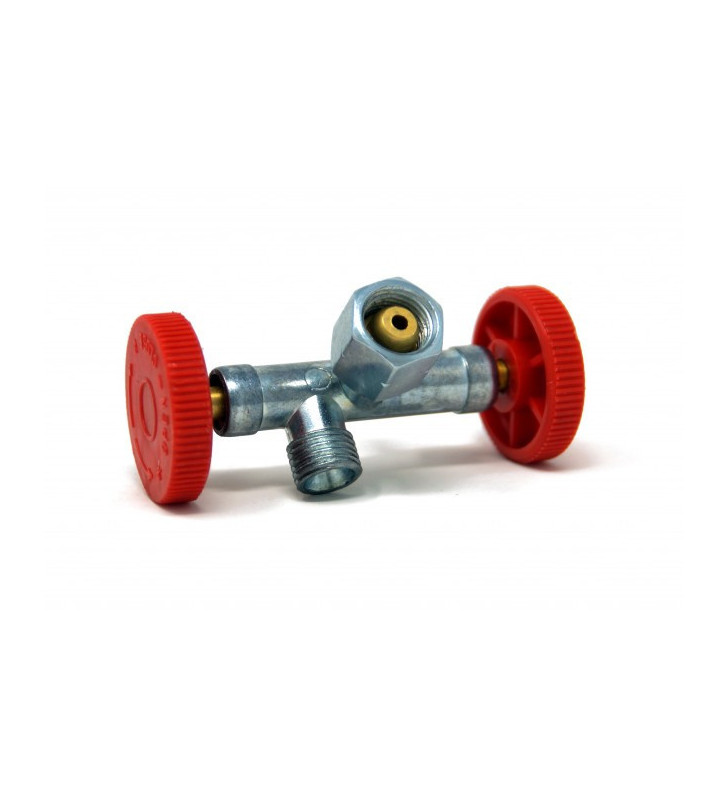 Zweiwegehahn G 1/4 LH-ÜM x 2 x G 1/4 LH-KN