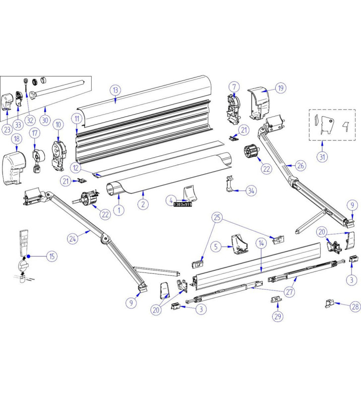 Embouts 8000 DX / SX tube d'enroulement
