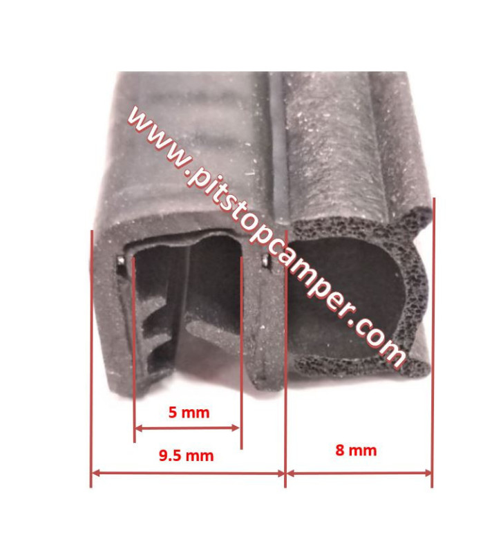 JUNTA PUERTA NEGRA 5 mt 9,5 + núcleo acero 8 mm