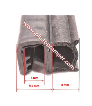 JUNTA PUERTA NEGRA 5 mt 9,5 + núcleo acero 8 mm