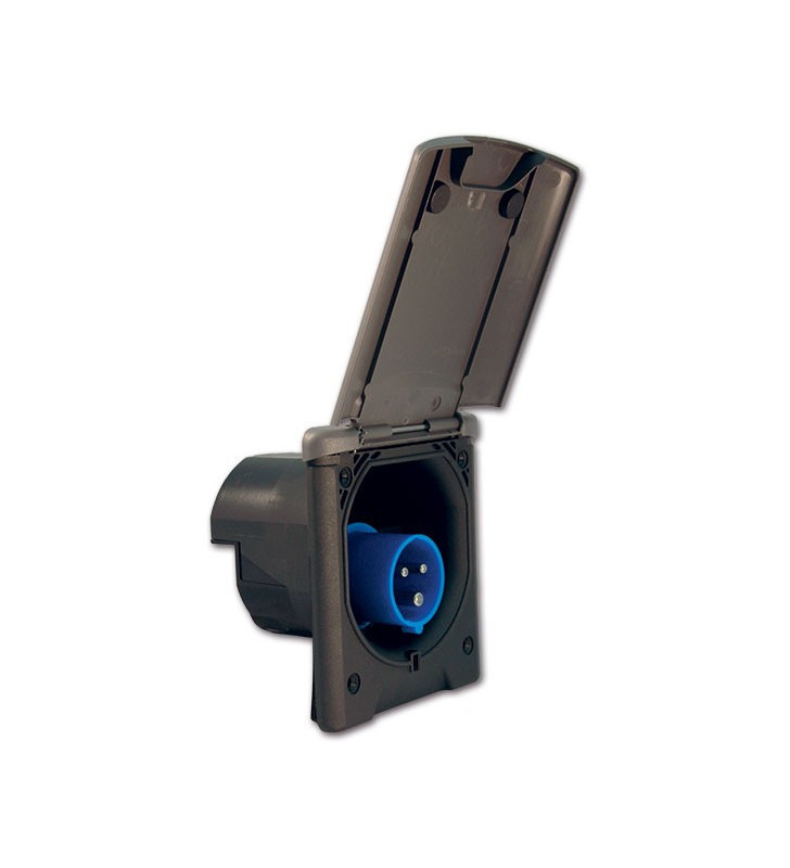 220 Volt CEE fester Einbaustecker - grau