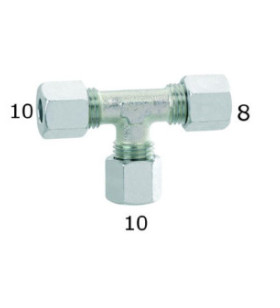 Gas T fitting acc. zinc. copper pipe Ø 10/10/8 mm