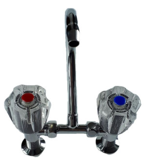 Grupo mezclador de latón cromado, mandos de cristal, cuerpo abatible