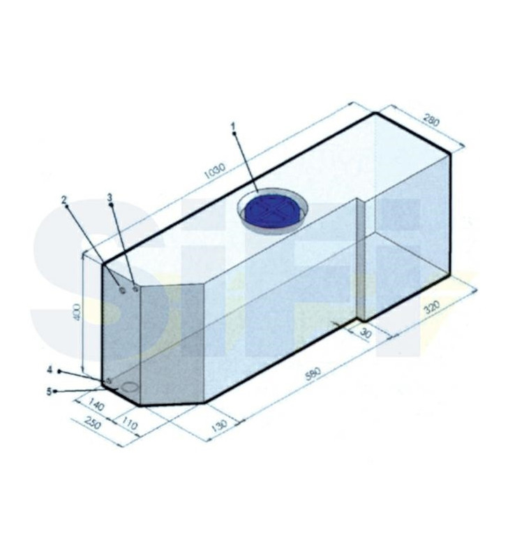 Depósito de agua DUCATO X250 CORTO blanco 100 lt