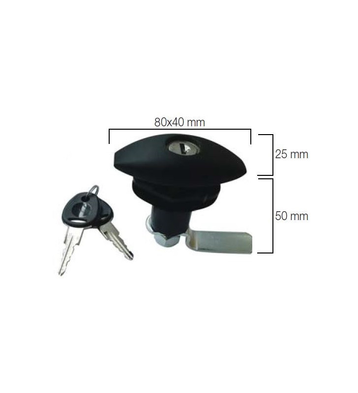 FAP 80x40 black push-bolt lock with keys