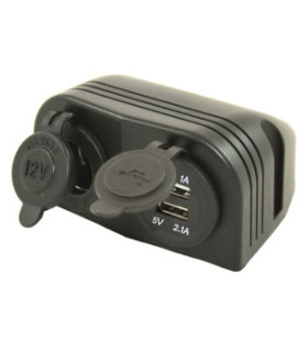 12V socket + double USB With Mounting Support