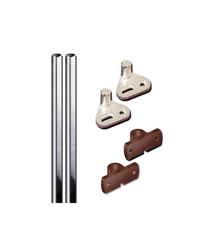 Kit 2 aste 2 fermi 2 agganci marroni x push lock