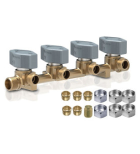 4-way gas valve block + 1 TRUMA 8mm outlet, gray knobs