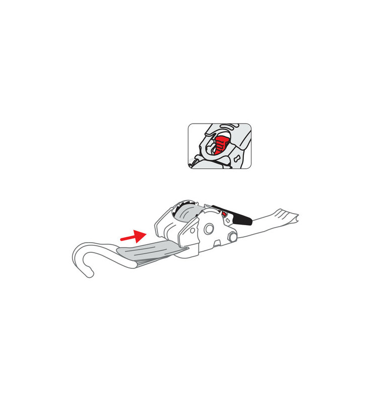 Tensioning tape with self-retracting ratchet 2...