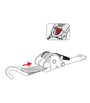 Tensioning tape with self-retracting ratchet 2 hooks 5x300 cm