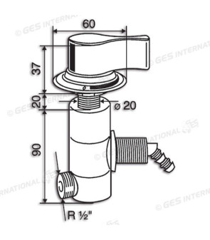 Grifo bajo encimera REICH con microinterruptor orificio 20 mm - pomo blanco
