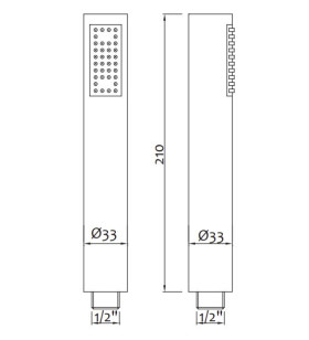 Douche de salle de bain cylindrique chromée 1/2M" 2