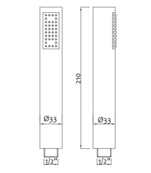 1 / 2M "cylindrical chromed bathroom shower