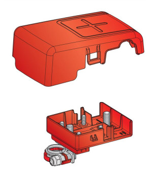 2 Midi - 1 Mega fuse box with battery pole clamp