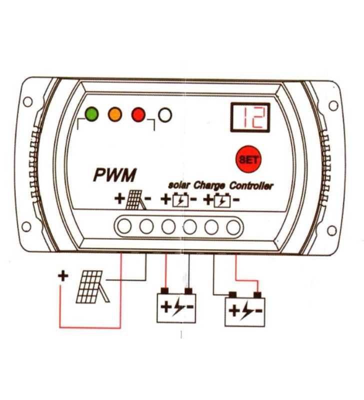 Contrôleur de charge PWM 2 batteries VECHLINE...