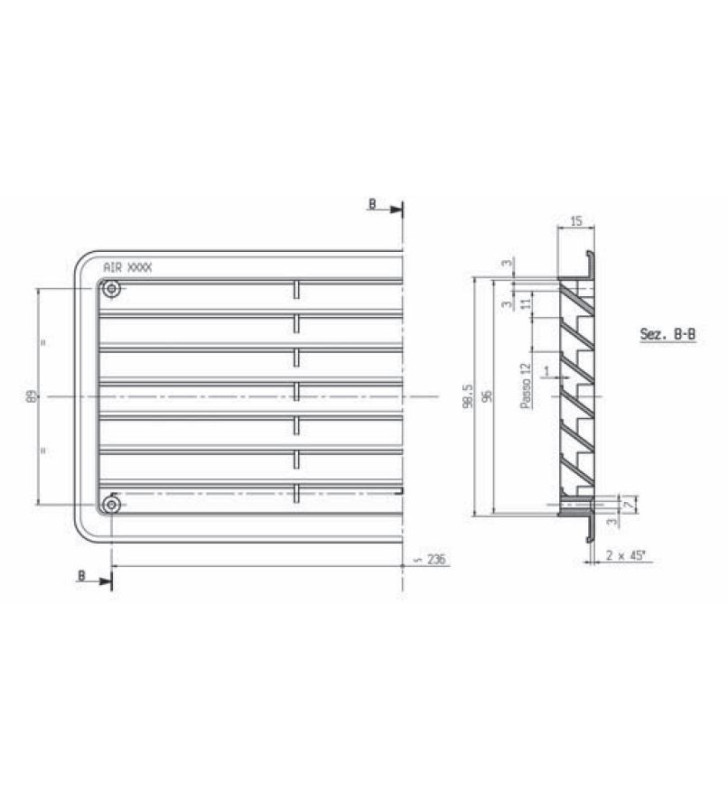Aireador Rectangular Varios tamaños blanco RAL9002