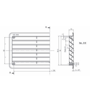 Aérateur rectangulaire Différentes tailles blanc RAL9002