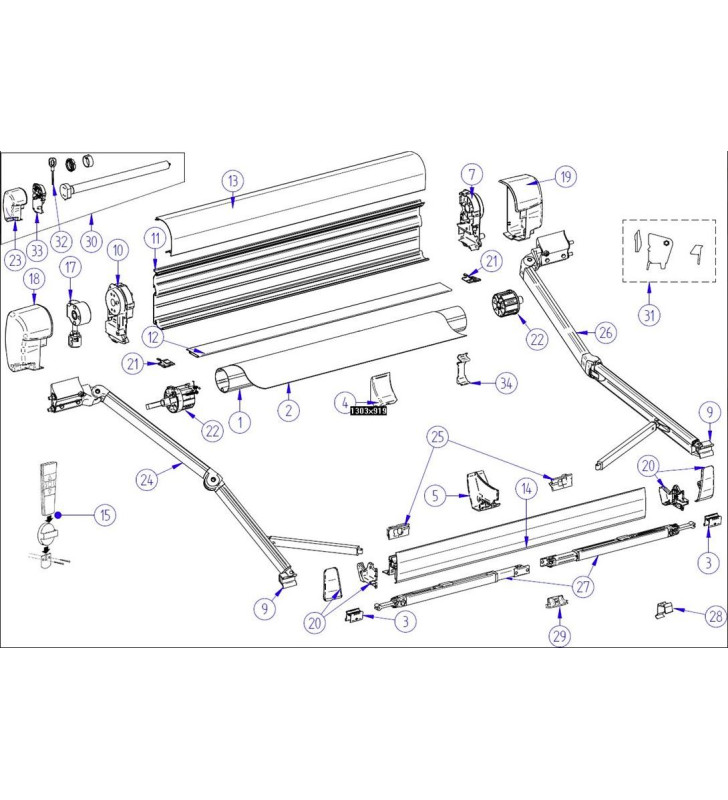 KOPPLUNG RECHTS / LINKS WEISSE FRONTSTECKER 8000