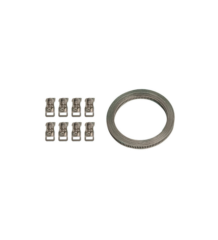 Kit nastro acciaio con 8 morsetti - 300 cm