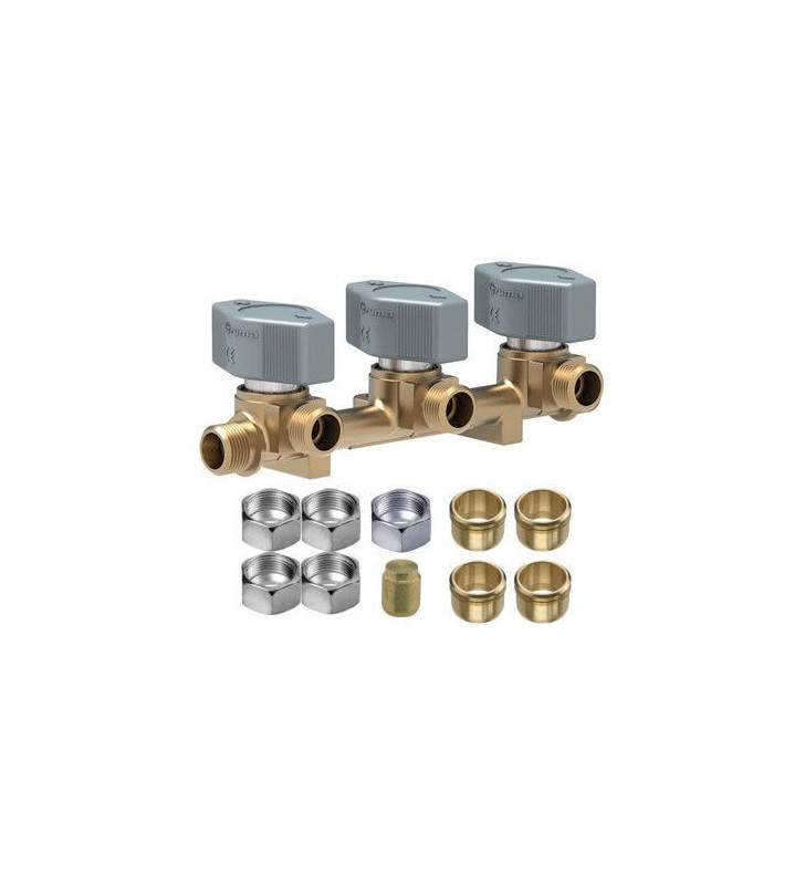 Bloc vannes gaz TRUMA 3 voies 8mm boutons gris