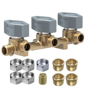 Blocco valvole gas TRUMA 3 vie 8mm manopole grigie