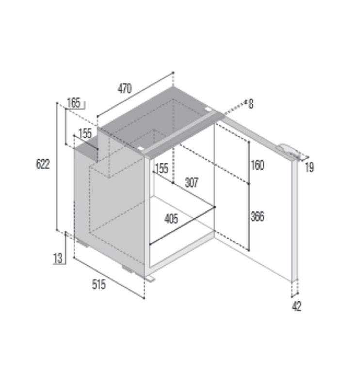 Refrigerador de Compresor Vitrifrigo modelo C90i.