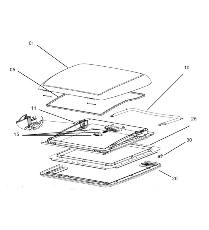 Cúpula completa con junta Mini-Heki/Mini-Heki...