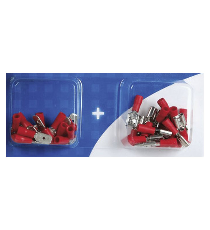 Kit 40 rote flache M / F-Kabelschuhe 6,3x0,8