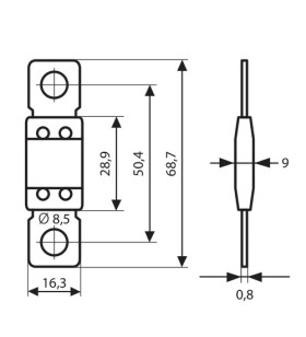 MaxiVal 80A Sicherung mit 50 mm Abstand - 12 / 32V 2