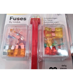 Kit 21 fuses 12V 5-30A LARGE with clamp