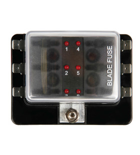 Fuse box, 1 input - 6 outputs, 12-24V - 5-30A 2
