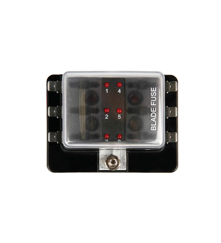 Fuse box, 1 input - 6 outputs, 12-24V - 5-30A