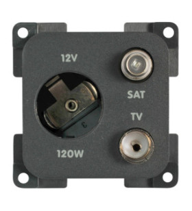 Presa 12V auto + TV + SAT CBE MP12ATVS/G grigio