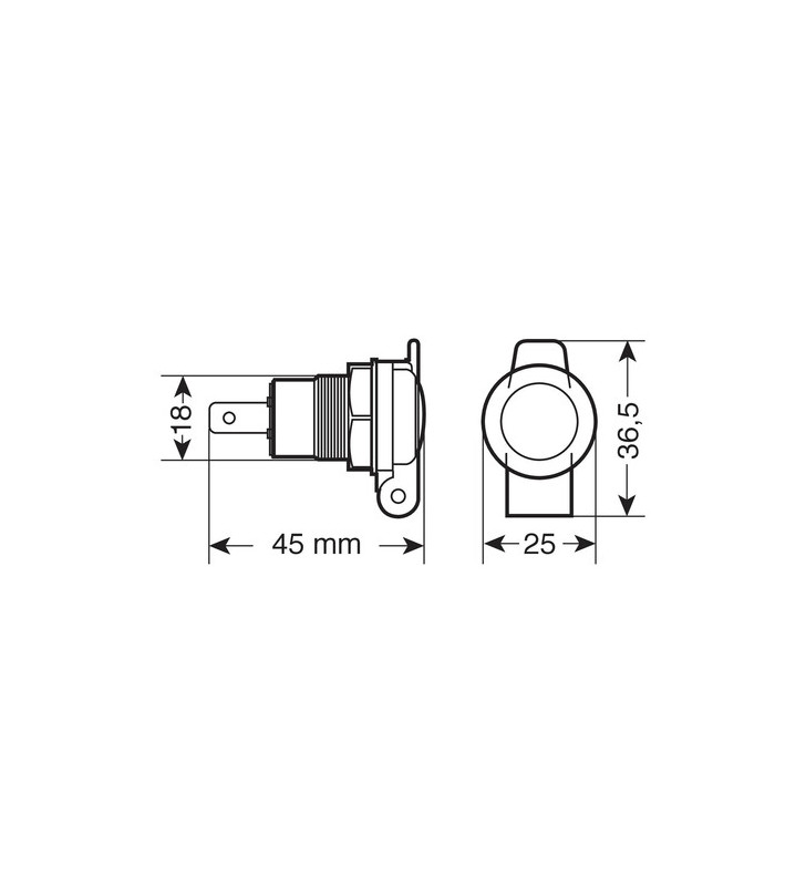 METAL SOCKET 12 / 24V TIPODIN "