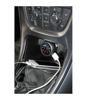 ENCHUFE TERMÓMETRO DIGITAL 3 EN 1 + VOLTÍMETRO + TOMA USB