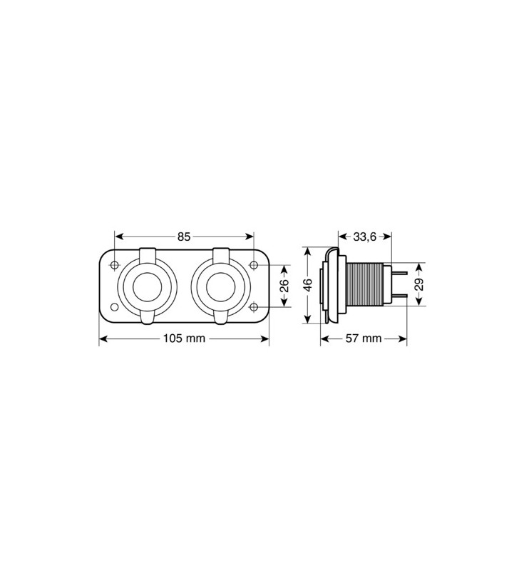 SERIEEXT2 "WATERPROOF DOUBLE SOCKET 12 / 24V"