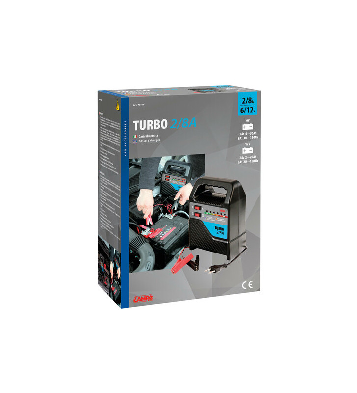 CARGADOR DE BATERIAS 8" 8A - 12V" TURBO LAMPA