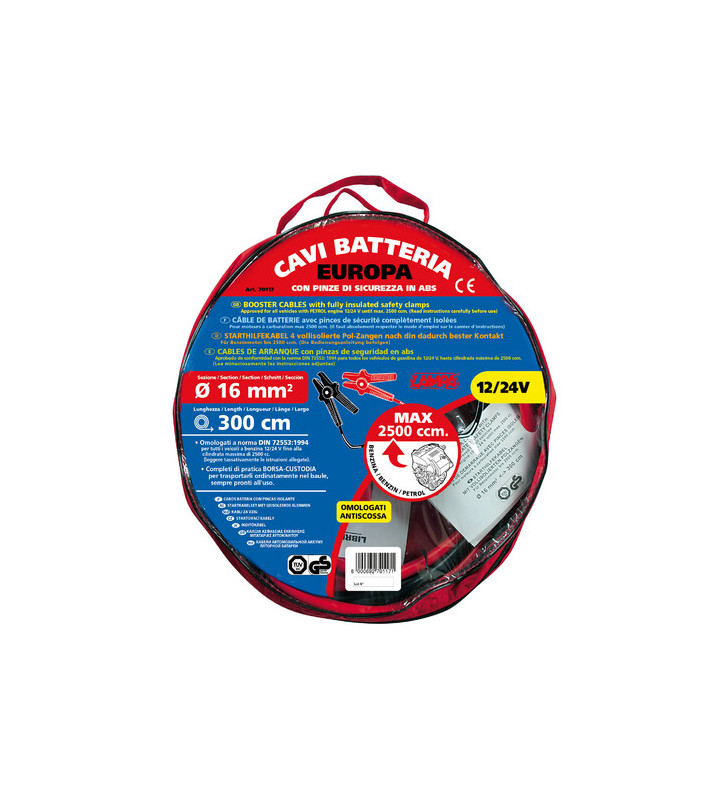 Cavi Batteria Europa - 300 cm - 220 A - 16 mm²