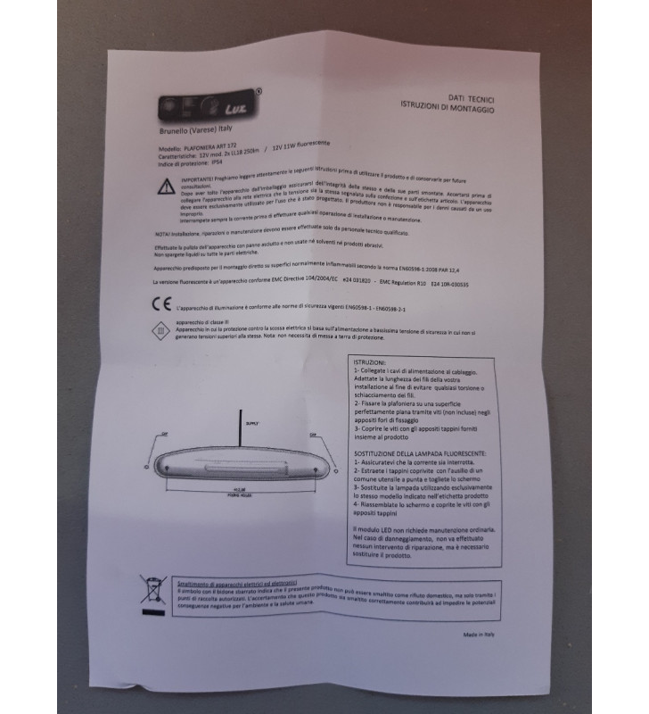 Plafonnier LED pour extérieur LUX 172 IP54 blanc