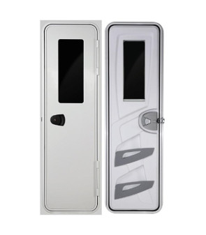 Komplette Tür mit Fenster, Innenverkleidung, Mülleimer, Riegel 1950 x 550 mm