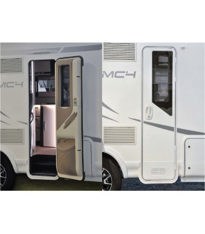 Tür mit Fenster 1920 x 650 mm komplett mit Paneel, Mülleimer, 1 Schloss