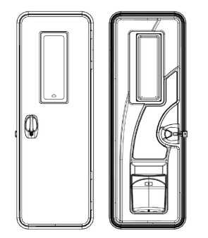 Porta con finestra 1920 x 650 mm completa di pannello, pattumiera, 1 serratura