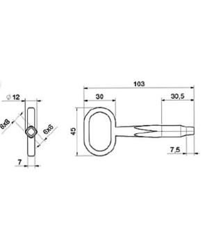Llave cuadrada para puerta doble 6x6 - 8x8