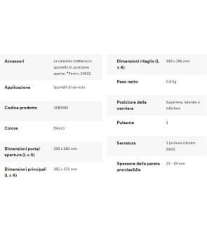 THETFORD FLUSH TÜR 3 MM WEISS - 2687480SP