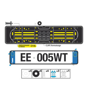 Portatarga posteriore in plastica nera completo