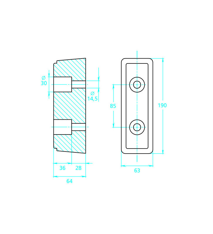 Gummipuffer 190x63x64