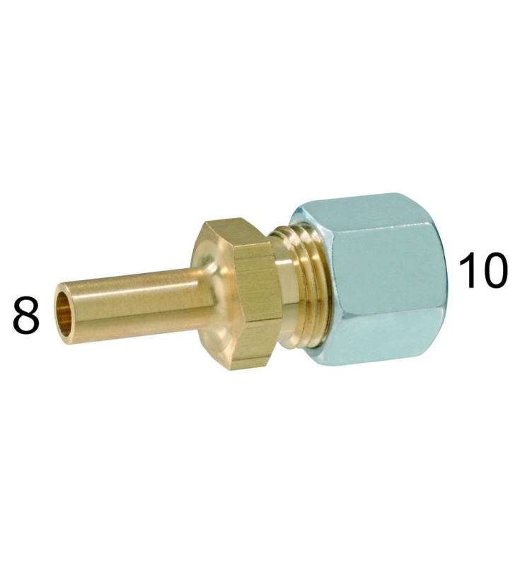 Raccordo tubi acciaio Ø 10 mm codolo liscio Ø 8...